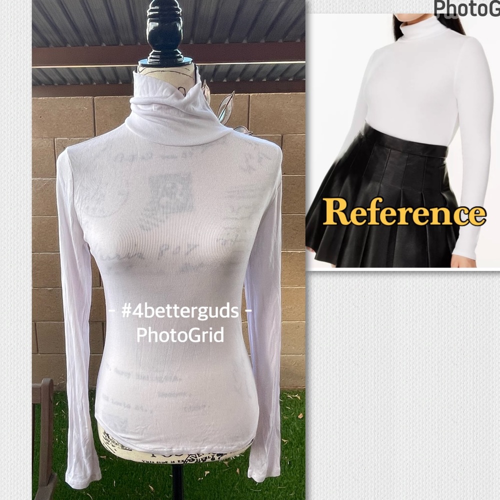 Sunday Best Aritzia Ribbed Round Scallop Hemline Turtleneck Long Sleeve Top MD